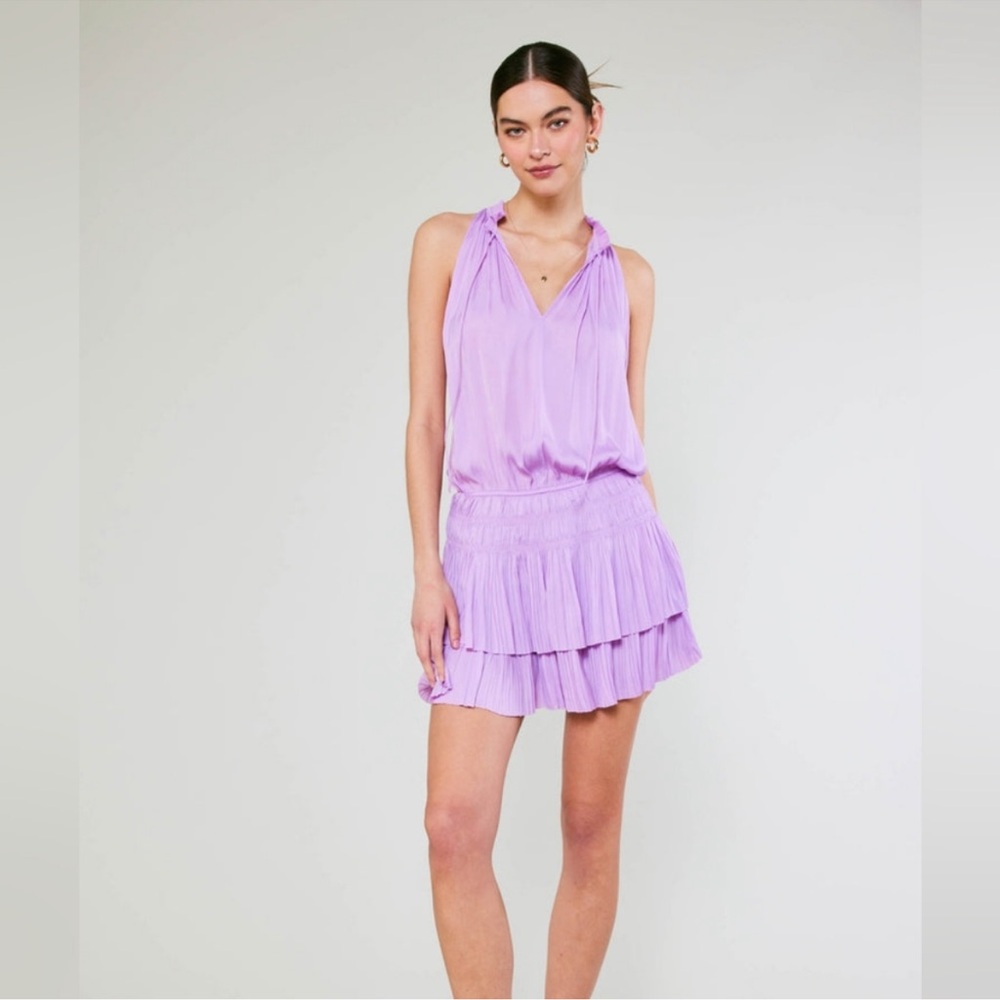 ❤️ Current Air ‘Zoey’ Lavender Pink Gathered Mini Dress - Picture 2 of 11